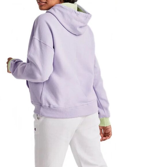 new Women's Size LARGE Champion Power Blend Relaxed Hoodie in LILAC and GREEN - Picture 5 of 5